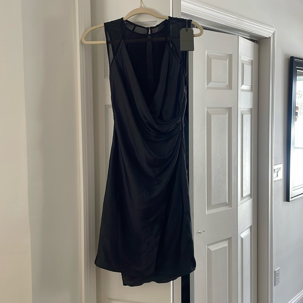 All Saints Black Silk Dress 4 NWT
